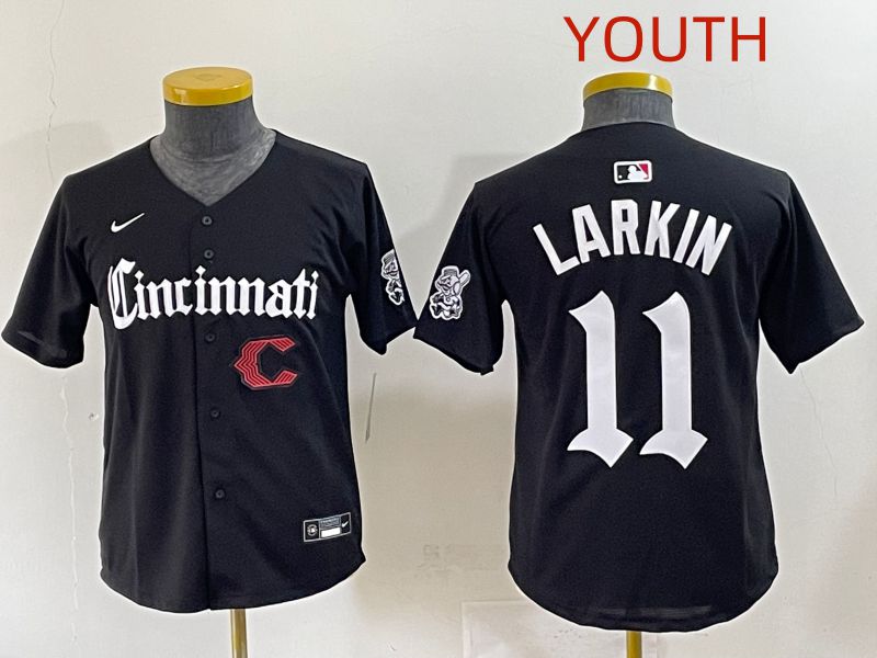 Youth 2025 Cincinnati Reds #11 Larkin Black Five generations Joint Name Nike MLB Jersey style 13